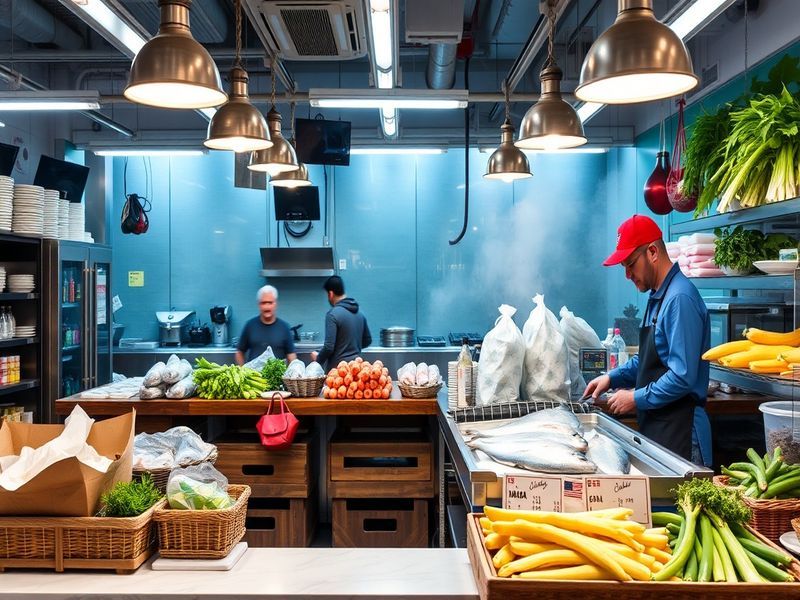 Poissons frais et fruits de mer de la Méditerranée et de l'Atlantique exposés au Restaurant Antartique Tanger.